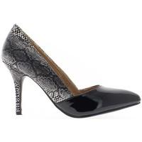 chaussmoi sharp two tone black pumps to end 9cm heel womens court shoe ...