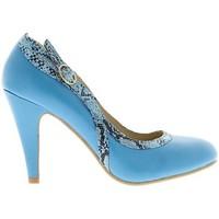 Chaussmoi Blue shoes with thin heels of 9.5 cm with edging women\'s Court Shoes in blue