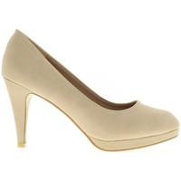 Chaussmoi Pumps plus size beige heels of 10cm and platform women\'s Court Shoes in BEIGE