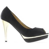 Chaussmoi Shoes black satin woman open to 10.5 cm heel women\'s Court Shoes in black