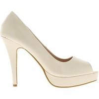 chaussmoi pumps tips open large size beige nail 12 cm heel and platfor ...