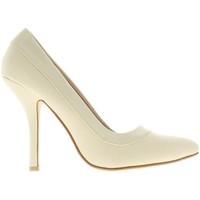 Chaussmoi Pumps large woman size beige 12 painted edged sharp cm heel women\'s Court Shoes in BEIGE