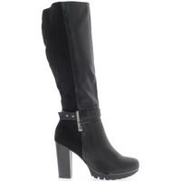 Chaussmoi Black lined boots with heels of 9.5 cm bi material women\'s High Boots in black