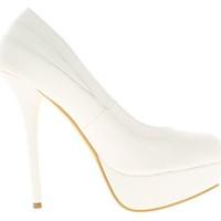 Chaussmoi Pumps large female waist white 15cm and platform heel women\'s Court Shoes in white