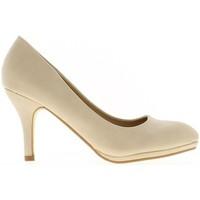 Chaussmoi Shoes women white sharp 8.5 cm heel women\'s Court Shoes in BEIGE