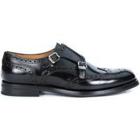 Church apos;s Lana r loafer in black leather with double monk strap women\'s Shoes in black