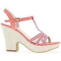 chaussmoi large 11cm bi material heel pink sandals womens sandals in p ...