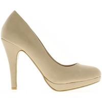 Chaussmoi Black pumps heels 11cm and platform round tips women\'s Court Shoes in BEIGE