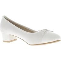 Chaussmoi Escarpins blancs bi matière bouts ronds à petits talons de 3, 5cm women\'s Court Shoes in white