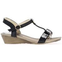 Chaussmoi Wedge Sandals Women black small heel 4cm women\'s Sandals in black