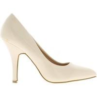 Chaussmoi Beige rhinestone pumps bi material sharp 8.5 cm heel women\'s Court Shoes in BEIGE