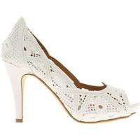 Chaussmoi Lace pumps black open ends at heels of 10cm and 2 cm tray women\'s Court Shoes in white