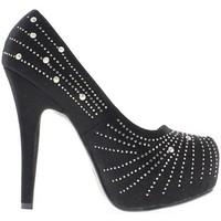 Chaussmoi Black shoes satin high heel 8, 5cm sharp rhinestones women\'s Court Shoes in black