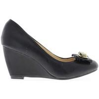 Chaussmoi Offset black aspect suede heel 8cm with node Straße women\'s Court Shoes in black