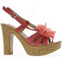 Chaussmoi Sandals Black 7.5 cm heels and flower decor women\'s Sandals in red