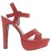 Chaussmoi Red Sandals size to 15.5 cm 4.5 cm effect suede platform heel women\'s Sandals in red