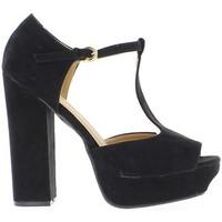 Chaussmoi Shoes large size black aspect suede 14cm open platform-heeled women\'s Court Shoes in black