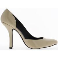 Chaussmoi Pumps large beige nail heels of 12cm open on the side women\'s Court Shoes in BEIGE