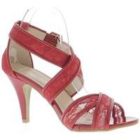 chaussmoi sandals grande red size 9cm heel lace womens sandals in red