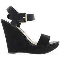 chaussmoi black wedge sandals heels of 125 cm and 35 cm tray womens sa ...