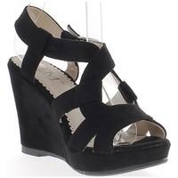 chaussmoi black wedge sandals with thick 10cm with platform aspect sue ...