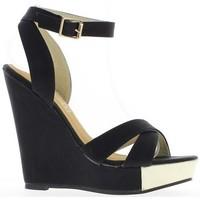 Chaussmoi Black wedge Sandals heel of 13.5 cm and 3.5 cm platform women\'s Sandals in black