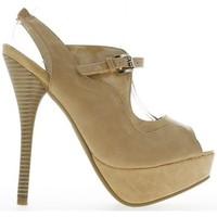 Chaussmoi 14.5 cm heels and platform beige women sandals women\'s Sandals in BEIGE