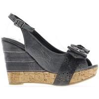 Chaussmoi Sandals black compensated women open to 10.5 cm heel and platfor women\'s Sandals in black