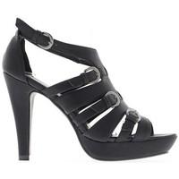 Chaussmoi Woman Sandals black heels 11cm and 2.5 cm platform women\'s Sandals in black