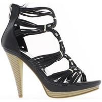 Chaussmoi Woman Sandals black heels 11cm and 3.5 cm platform women\'s Sandals in black