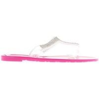 Chaussmoi Beach square heel and rhinestone pink neon sandals women\'s Flip flops / Sandals (Shoes) in pink