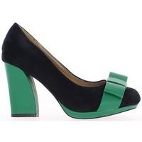 Chaussmoi Shoes women green and black 9cm heel and mini platform women\'s Court Shoes in black