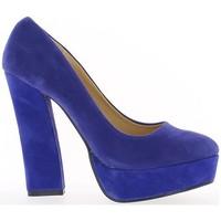 chaussmoi blue 13cm and platform aspect suede heels pumps womens court ...