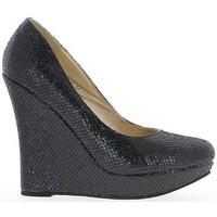 Chaussmoi Shoes black compensated women lie 12cm heel women\'s Court Shoes in black