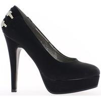 Chaussmoi Black pumps to 12.5 cm heel and Platform 3cm women\'s Court Shoes in black
