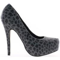 Chaussmoi Pumps black woman Polish heel needle 13.5 cm and platform women\'s Court Shoes in grey