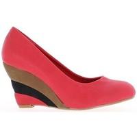 Chaussmoi Offset black woman with colourful 8cm heel women\'s Court Shoes in red