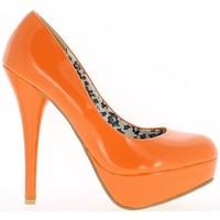 Chaussmoi Pumps black woman Polish heel needle 13.5 cm and platform women\'s Court Shoes in orange