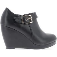 chaussmoi black heel wedge boots 9 cm leather womens low ankle boots i ...