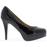 chaussmoi pumps large female waist black sequinned 12cm heel and platf ...
