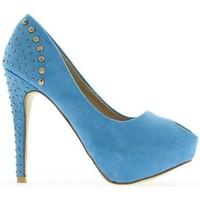 Chaussmoi Blue open shoes with heels of 9.5 cm and decor node women\'s Court Shoes in blue