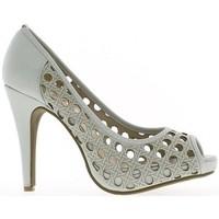 Chaussmoi Pumps openwork open grey matte heels 11cm and 3cm platform women\'s Court Shoes in grey