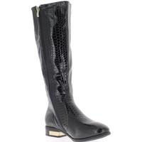chaussmoi bridleways black boots with heel 3cm look croco womens high  ...