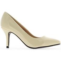 Chaussmoi Varnish beige pumps pointed tips to 8.5 cm heel women\'s Court Shoes in BEIGE
