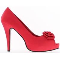 chaussmoi great open toe pumps size red satin heel 13cm womens court s ...