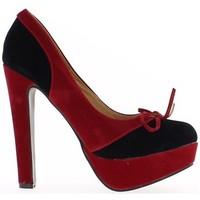 Chaussmoi Black and Red heels of 13.5 cm and platform aspect suede pumps women\'s Court Shoes in red