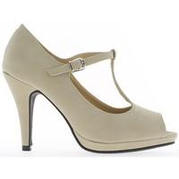 Chaussmoi Beige pumps to 10cm open toe and platform heel women\'s Court Shoes in BEIGE