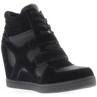 Chaussmoi Black rising wedge sneakers at 7.5 cm heel women\'s Shoes (High-top Trainers) in black