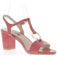 chaussmoi coral red sandals varnished thick 75 cm with golden buckle h ...