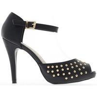 Chaussmoi Open women pumps Black 10.5 cm heel and platform women\'s Court Shoes in black